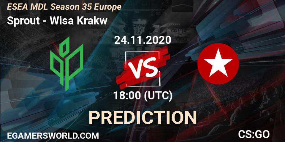 Sprout vs Wisła Kraków: Match Prediction. 24.11.2020 at 18:00, Counter-Strike (CS2), ESEA MDL Season 35 Europe
