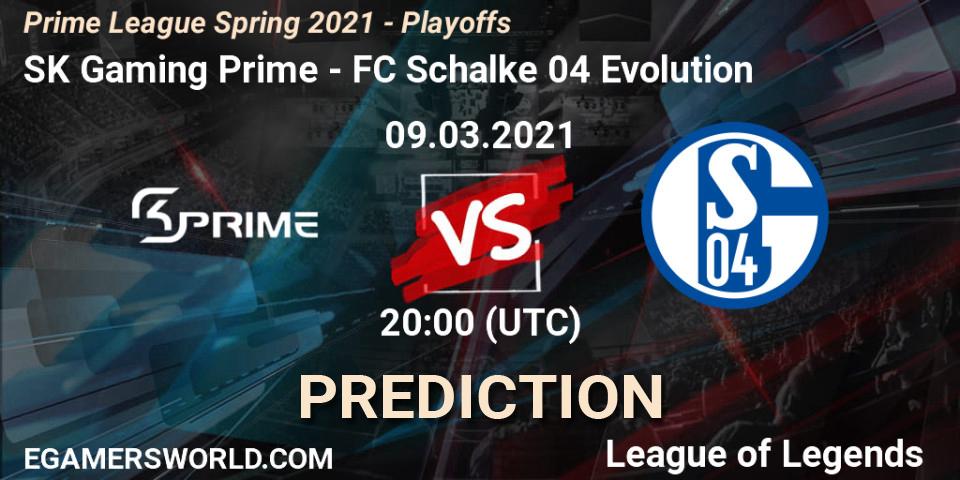 SK Gaming Prime vs FC Schalke 04 Evolution: Match Prediction. 09.03.2021 at 20:00, LoL, Prime League Spring 2021 - Playoffs