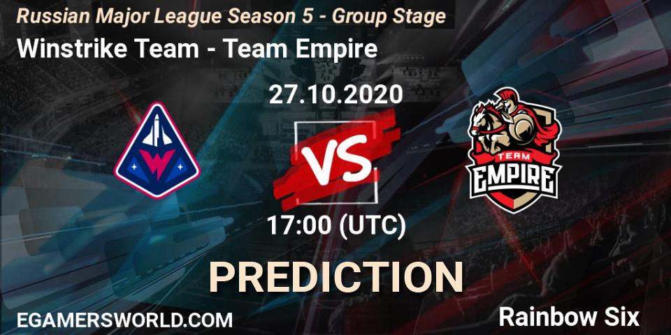 Winstrike Team vs Team Empire: Match Prediction. 27.10.2020 at 17:00, Rainbow Six, Russian Major League Season 5 - Group Stage