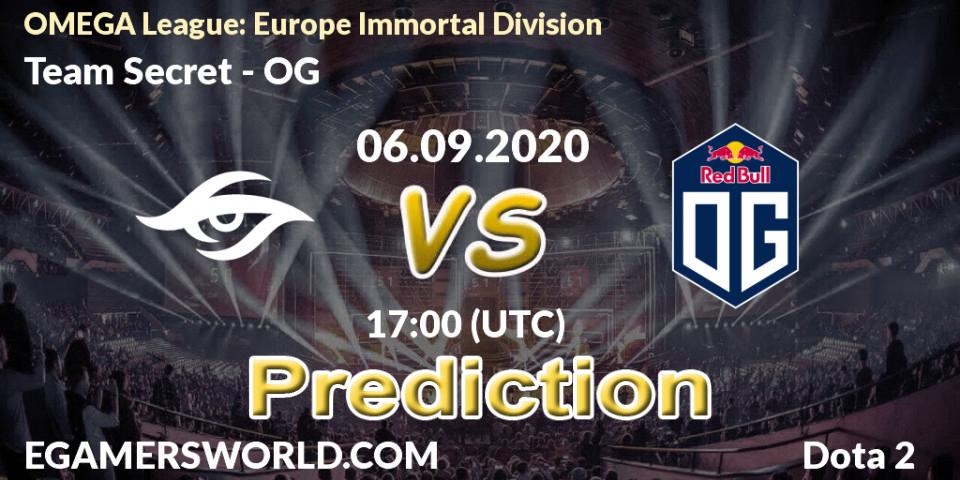 Team Secret vs OG: Match Prediction. 06.09.2020 at 17:00, Dota 2, OMEGA League: Europe Immortal Division
