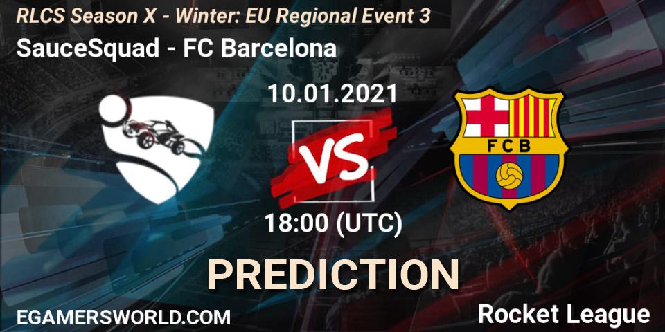 SauceSquad vs FC Barcelona: Match Prediction. 10.01.21, Rocket League, RLCS Season X - Winter: EU Regional Event 3
