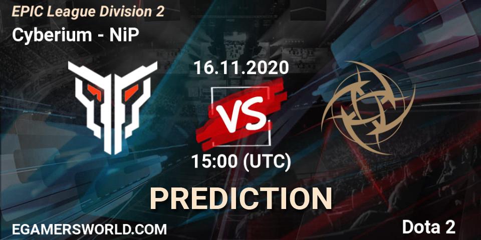 Cyberium vs NiP: Match Prediction. 16.11.20, Dota 2, EPIC League Division 2