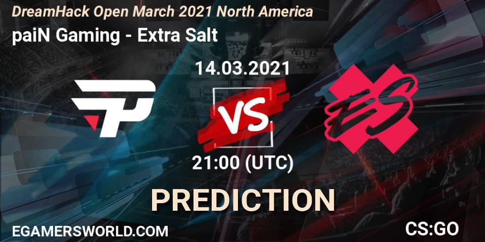 paiN Gaming vs Extra Salt: Match Prediction. 14.03.2021 at 21:00, Counter-Strike (CS2), DreamHack Open March 2021 North America