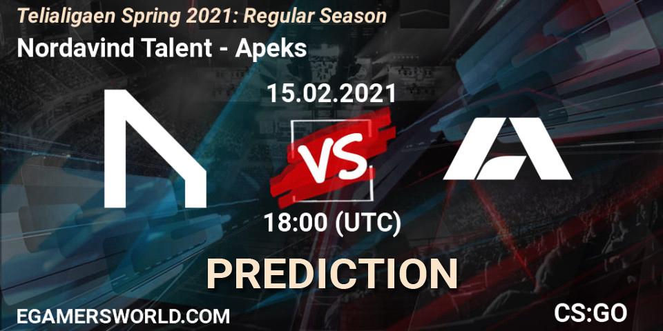 Nordavind Talent vs Apeks: Match Prediction. 15.02.2021 at 18:00, Counter-Strike (CS2), Telialigaen Spring 2021: Regular Season