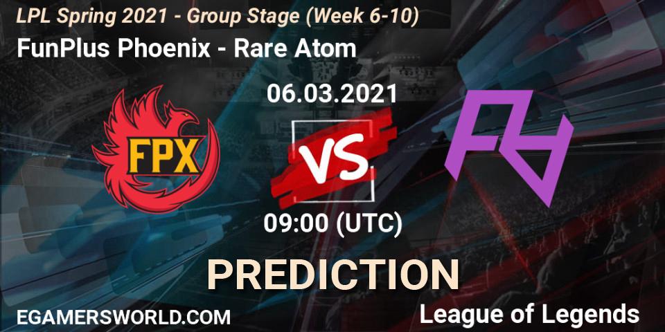 FunPlus Phoenix vs Rare Atom: Match Prediction. 06.03.2021 at 09:00, LoL, LPL Spring 2021 - Group Stage (Week 6-10)