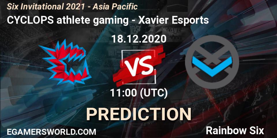 CYCLOPS athlete gaming vs Xavier Esports: Match Prediction. 18.12.2020 at 11:00, Rainbow Six, Six Invitational 2021 - Asia Pacific