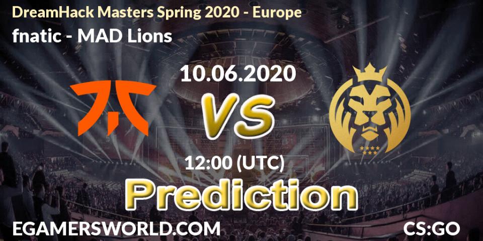 fnatic vs MAD Lions: Match Prediction. 10.06.2020 at 12:00, Counter-Strike (CS2), DreamHack Masters Spring 2020 - Europe