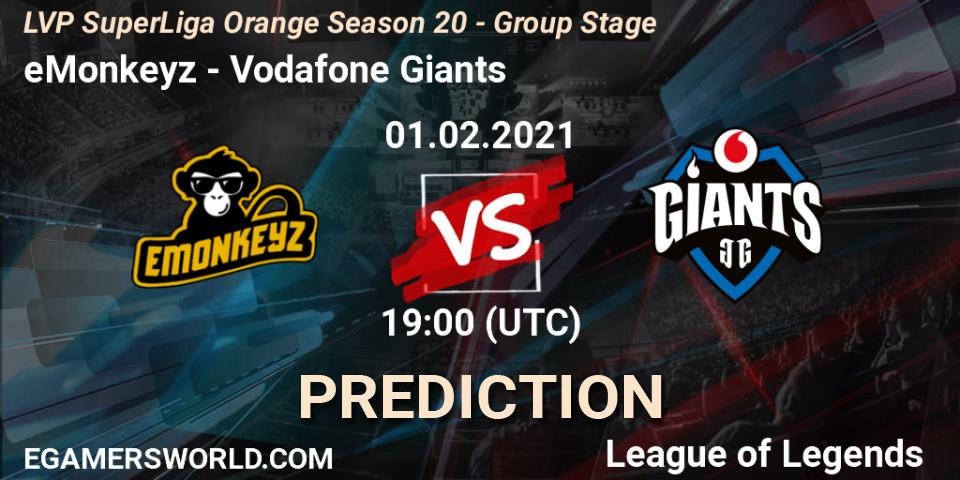 eMonkeyz vs Vodafone Giants: Match Prediction. 01.02.2021 at 19:00, LoL, LVP SuperLiga Orange Season 20 - Group Stage