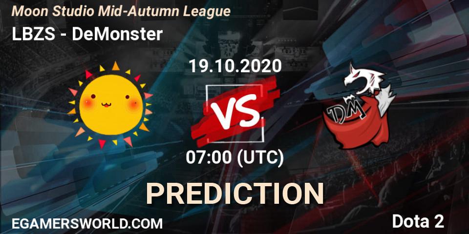 LBZS vs DeMonster: Match Prediction. 19.10.2020 at 07:14, Dota 2, Moon Studio Mid-Autumn League