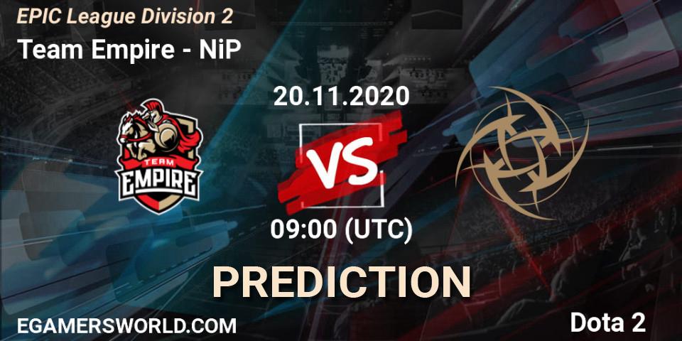 Team Empire vs NiP: Match Prediction. 20.11.20, Dota 2, EPIC League Division 2