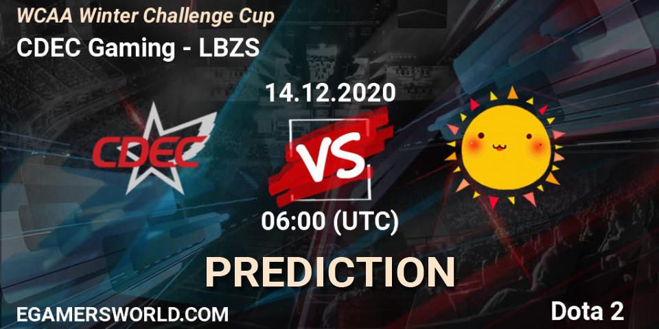 CDEC Gaming vs LBZS: Match Prediction. 14.12.2020 at 06:14, Dota 2, WCAA Winter Challenge Cup