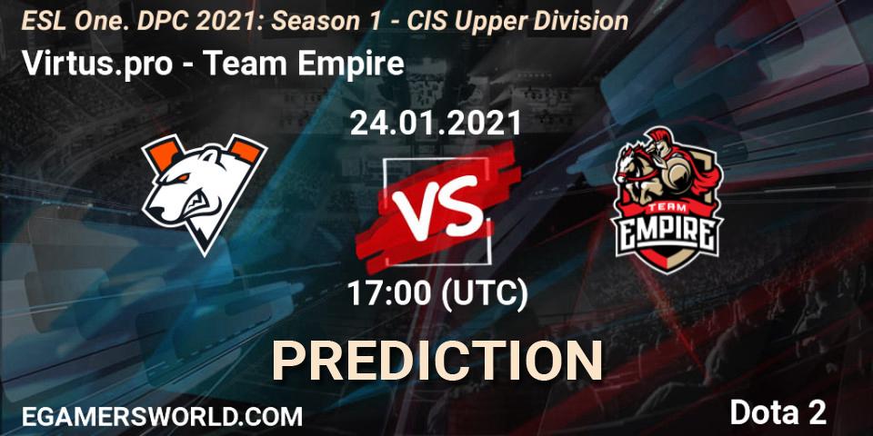 Virtus.pro vs Team Empire: Match Prediction. 24.01.21, Dota 2, ESL One. DPC 2021: Season 1 - CIS Upper Division