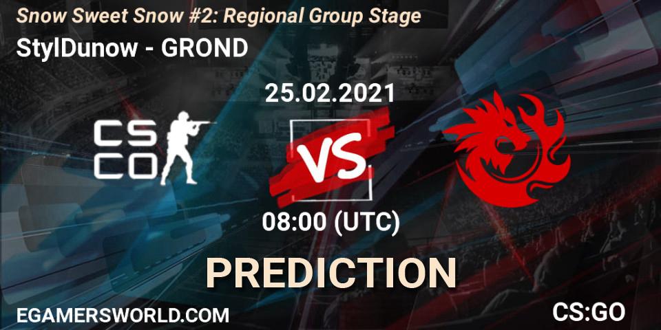 StylDunow vs GROND: Match Prediction. 25.02.2021 at 08:05, Counter-Strike (CS2), Snow Sweet Snow #2: Regional Group Stage