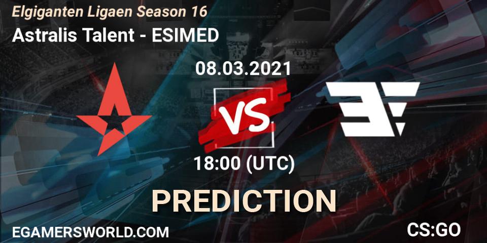 Astralis Talent vs ESIMED: Match Prediction. 08.03.2021 at 18:00, Counter-Strike (CS2), Elgiganten Ligaen Season 16