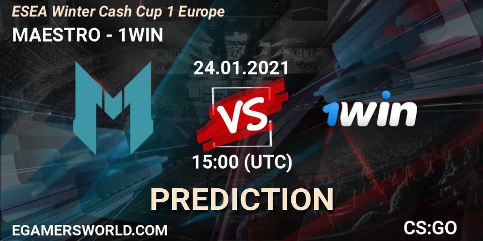 MAESTRO vs 1WIN: Match Prediction. 24.01.2021 at 15:00, Counter-Strike (CS2), ESEA Cash Cup - Europe: Winter 2020 #3