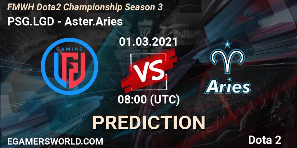 PSG.LGD vs Aster.Aries: Match Prediction. 01.03.2021 at 08:00, Dota 2, FMWH Dota2 Championship Season 3