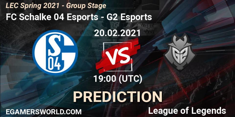 FC Schalke 04 Esports vs G2 Esports: Match Prediction. 20.02.21, LoL, LEC Spring 2021 - Group Stage