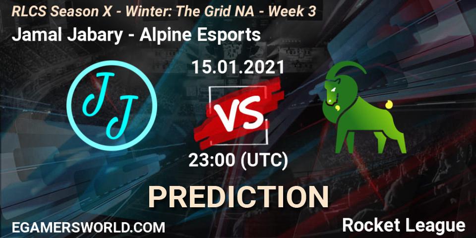 Jamal Jabary vs Alpine Esports: Match Prediction. 15.01.2021 at 23:00, Rocket League, RLCS Season X - Winter: The Grid NA - Week 3