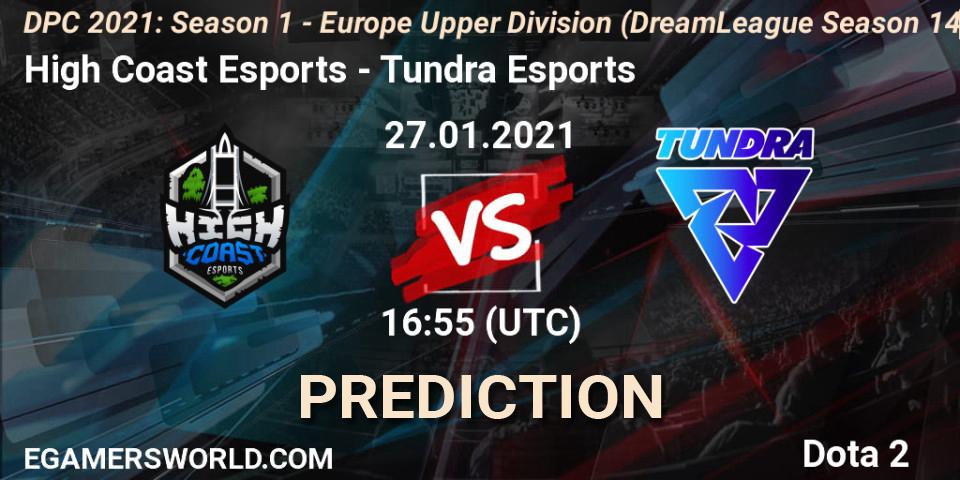 High Coast Esports vs Tundra Esports: Match Prediction. 27.01.2021 at 16:56, Dota 2, DPC 2021: Season 1 - Europe Upper Division (DreamLeague Season 14)