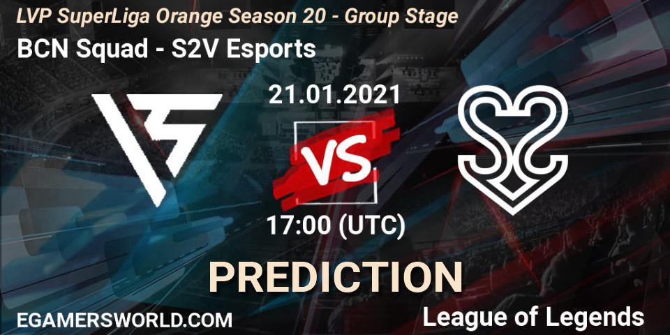 BCN Squad vs S2V Esports: Match Prediction. 21.01.2021 at 17:00, LoL, LVP SuperLiga Orange Season 20 - Group Stage