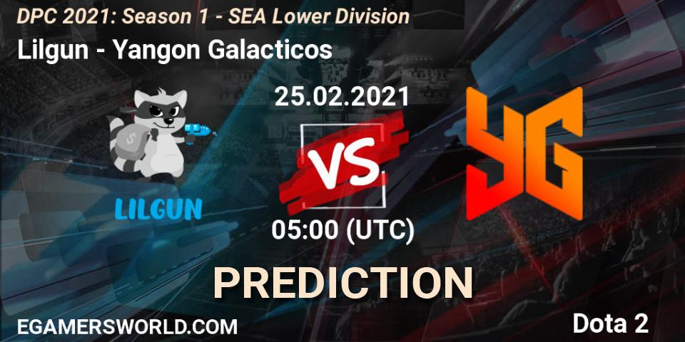 Lilgun vs Yangon Galacticos: Match Prediction. 25.02.2021 at 05:00, Dota 2, DPC 2021: Season 1 - SEA Lower Division