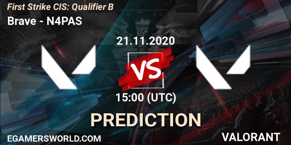 Brave vs N4PAS: Match Prediction. 21.11.20, VALORANT, First Strike CIS: Qualifier B