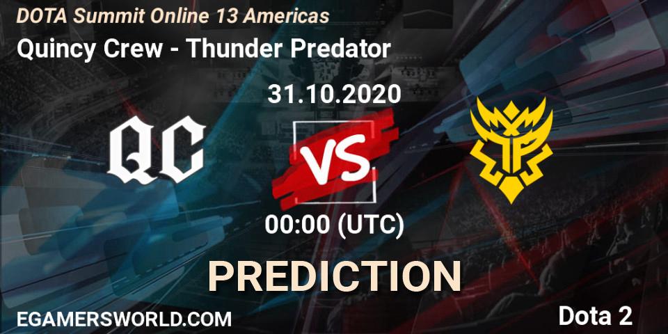 Quincy Crew vs Thunder Predator: Match Prediction. 30.10.2020 at 22:14, Dota 2, DOTA Summit 13: Americas