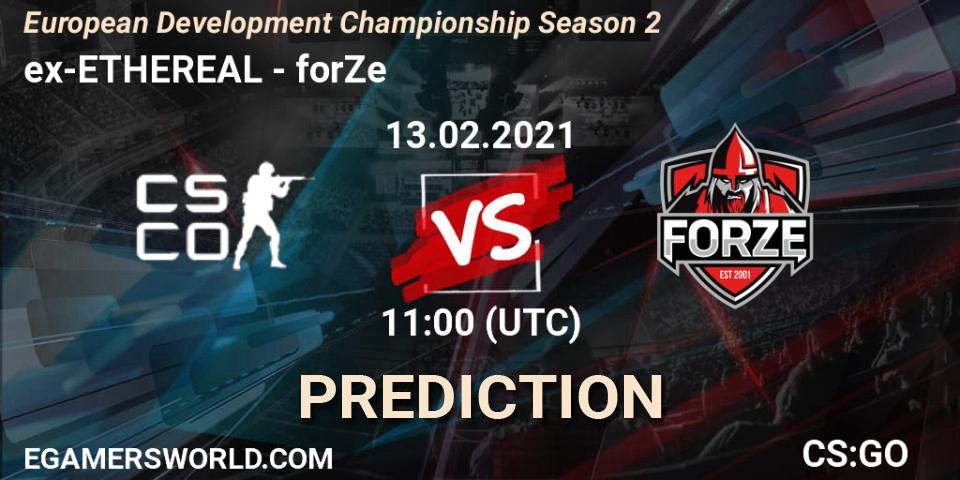 ex-ETHEREAL vs forZe: Match Prediction. 13.02.2021 at 11:00, Counter-Strike (CS2), European Development Championship Season 2