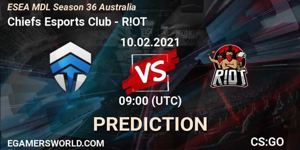 Chiefs Esports Club vs R!OT: Match Prediction. 10.02.2021 at 09:00, Counter-Strike (CS2), MDL ESEA Season 36: Australia - Premier Division