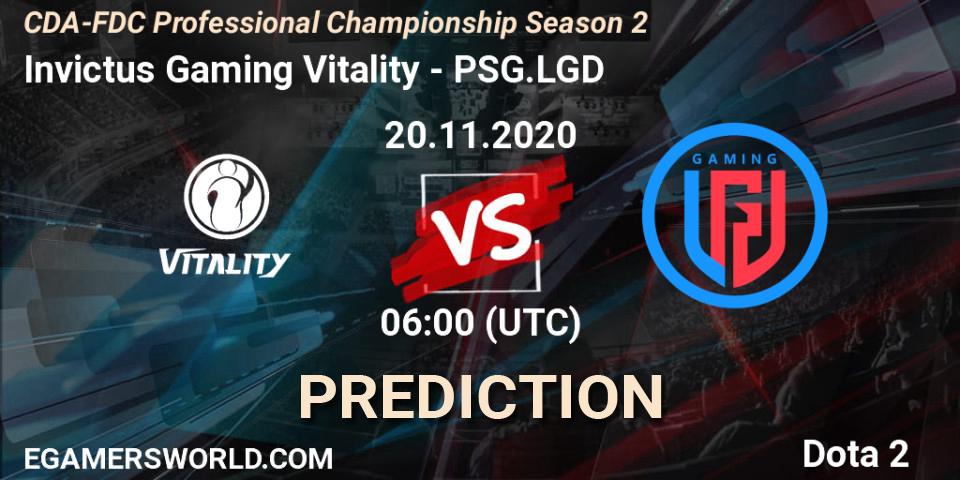 Invictus Gaming Vitality vs PSG.LGD: Match Prediction. 20.11.20, Dota 2, CDA-FDC Professional Championship Season 2