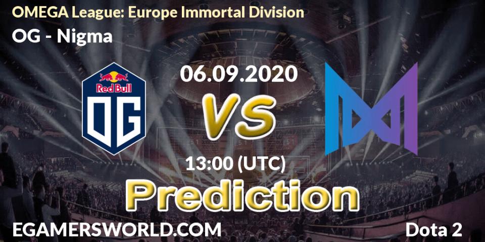 OG vs Nigma: Match Prediction. 06.09.2020 at 13:00, Dota 2, OMEGA League: Europe Immortal Division