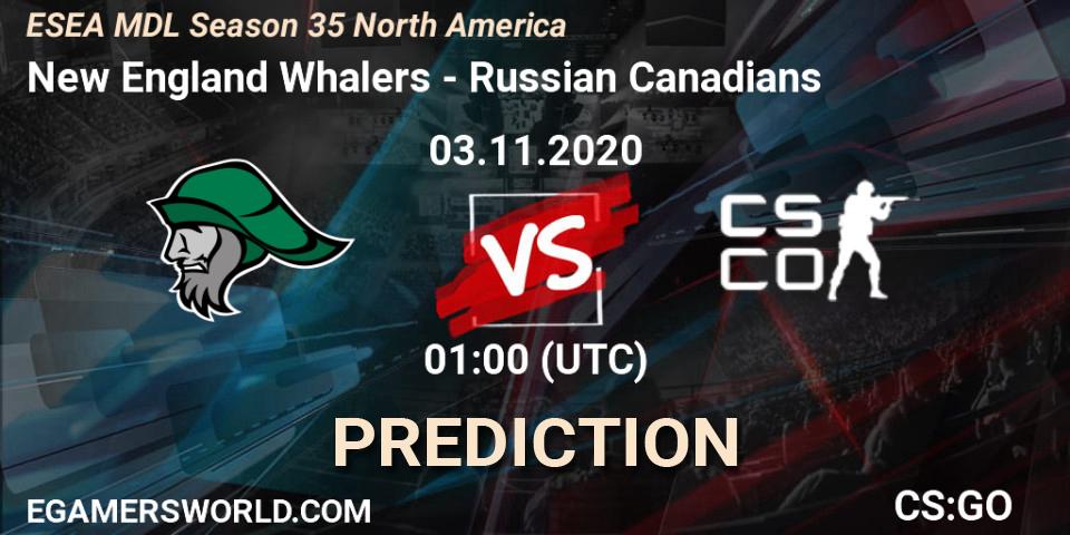 New England Whalers vs Russian Canadians: Match Prediction. 03.11.2020 at 01:00, Counter-Strike (CS2), ESEA MDL Season 35 North America