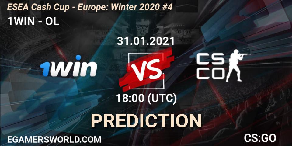 1WIN vs OL: Match Prediction. 31.01.2021 at 18:00, Counter-Strike (CS2), ESEA Cash Cup - Europe: Winter 2020 #4