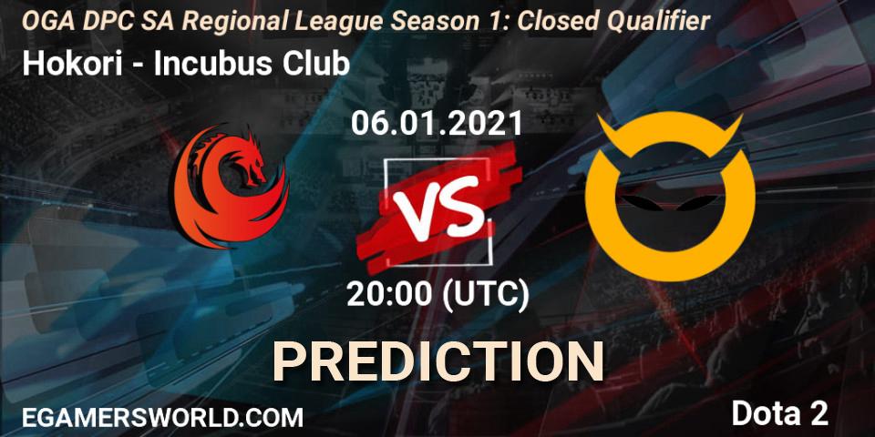 Hokori vs Incubus Club: Match Prediction. 06.01.2021 at 20:00, Dota 2, DPC 2021: Season 1 - South America Closed Qualifier