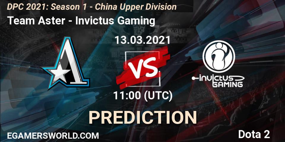Team Aster vs Invictus Gaming: Match Prediction. 13.03.2021 at 11:07, Dota 2, DPC 2021: Season 1 - China Upper Division