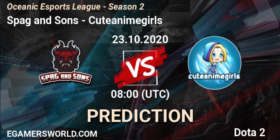 Spag and Sons vs Cuteanimegirls: Match Prediction. 23.10.2020 at 08:01, Dota 2, Oceanic Esports League - Season 2