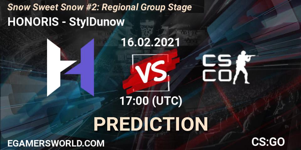 HONORIS vs StylDunow: Match Prediction. 16.02.2021 at 17:00, Counter-Strike (CS2), Snow Sweet Snow #2: Regional Group Stage
