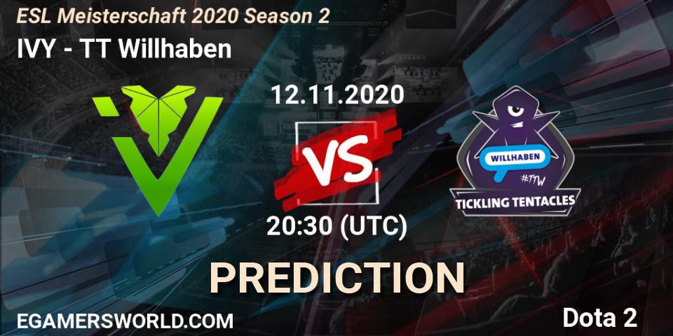 IVY vs TT Willhaben: Match Prediction. 12.11.2020 at 20:16, Dota 2, ESL Meisterschaft 2020 Season 2