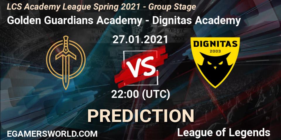 Golden Guardians Academy vs Dignitas Academy: Match Prediction. 27.01.2021 at 22:00, LoL, LCS Academy League Spring 2021 - Group Stage
