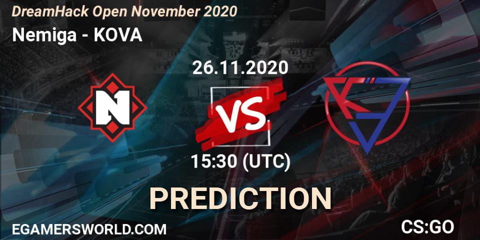 Nemiga vs KOVA: Match Prediction. 26.11.2020 at 15:10, Counter-Strike (CS2), DreamHack Open November 2020