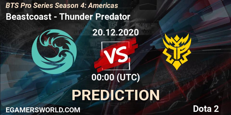 Beastcoast vs Thunder Predator: Match Prediction. 19.12.2020 at 21:02, Dota 2, BTS Pro Series Season 4: Americas