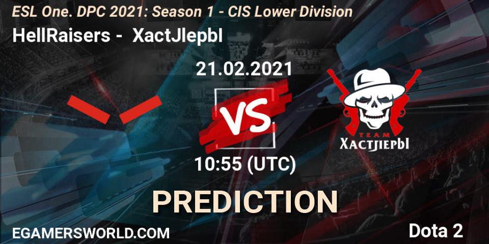 HellRaisers vs XactJlepbI: Match Prediction. 21.02.2021 at 10:56, Dota 2, ESL One. DPC 2021: Season 1 - CIS Lower Division