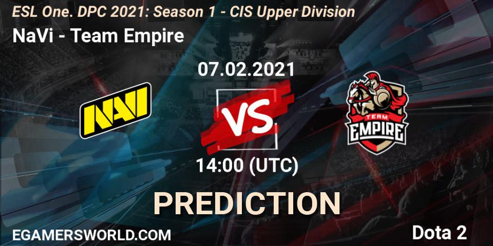 NaVi vs Team Empire: Match Prediction. 07.02.21, Dota 2, ESL One. DPC 2021: Season 1 - CIS Upper Division