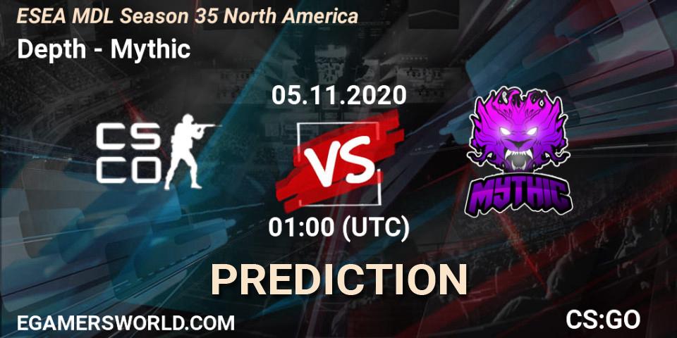 Depth vs Mythic: Match Prediction. 05.11.2020 at 01:00, Counter-Strike (CS2), ESEA MDL Season 35 North America