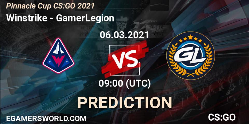 Winstrike vs GamerLegion: Match Prediction. 06.03.2021 at 09:00, Counter-Strike (CS2), Pinnacle Cup #1