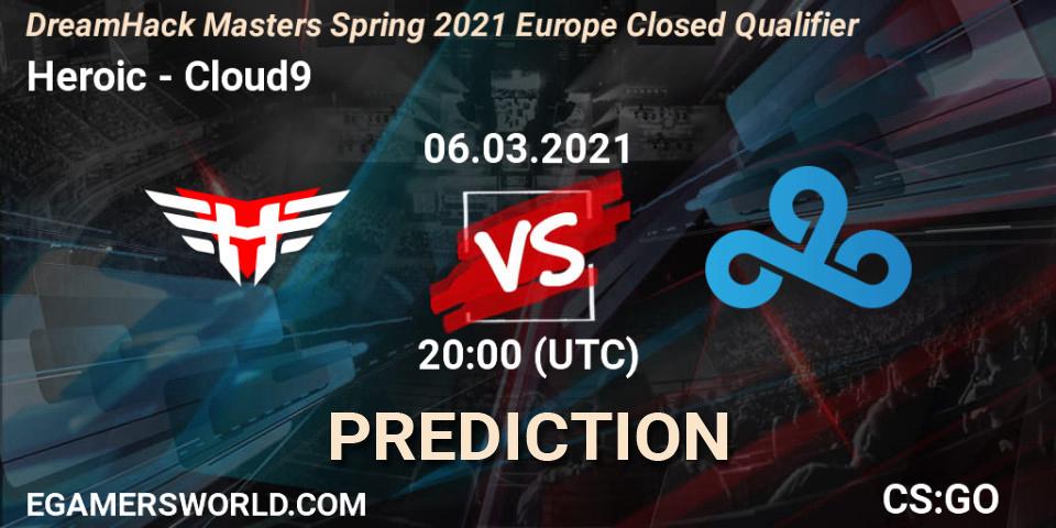 Heroic vs Cloud9: Match Prediction. 06.03.2021 at 20:00, Counter-Strike (CS2), DreamHack Masters Spring 2021 Europe Closed Qualifier