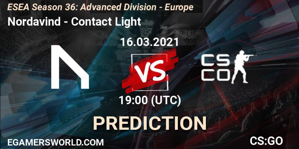 Nordavind vs Contact Light: Match Prediction. 16.03.2021 at 19:00, Counter-Strike (CS2), ESEA Season 36: Europe - Advanced Division