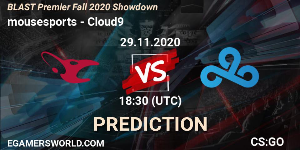 mousesports vs Cloud9: Match Prediction. 29.11.20, CS2 (CS:GO), BLAST Premier Fall 2020 Showdown