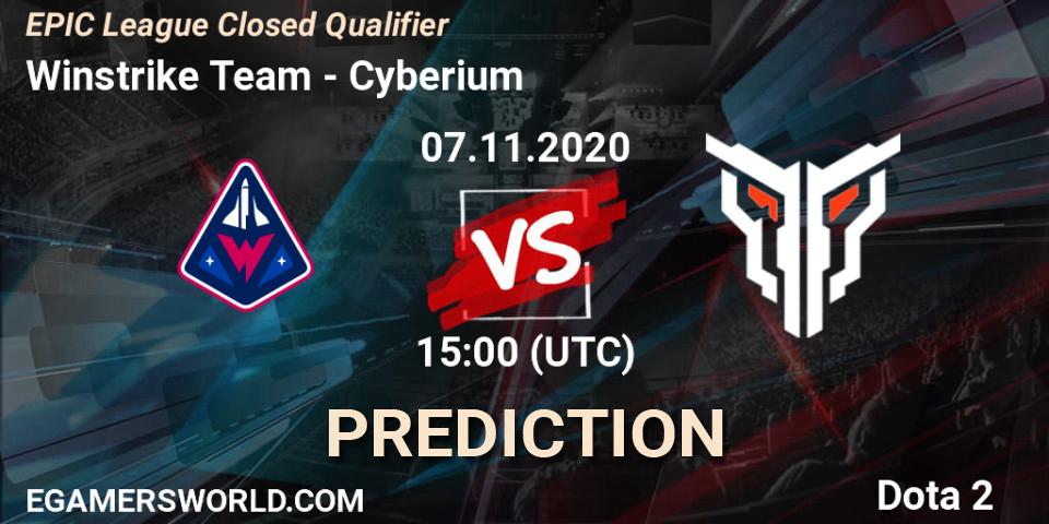 Winstrike Team vs Cyberium: Match Prediction. 07.11.2020 at 14:27, Dota 2, EPIC League Closed Qualifier