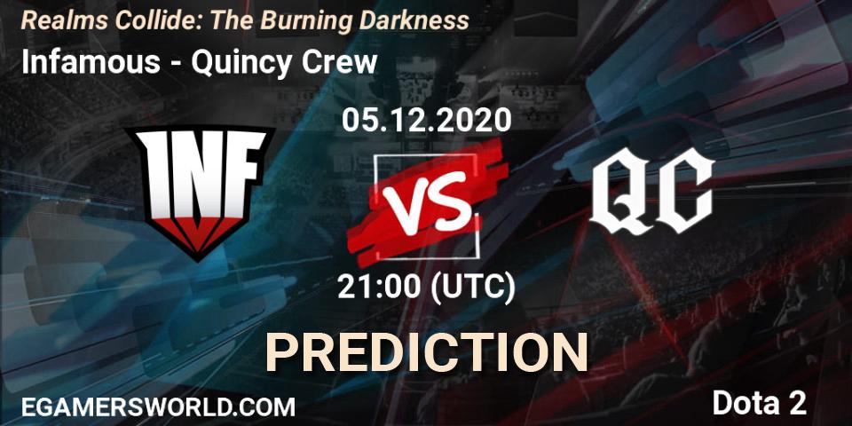 Infamous vs Quincy Crew: Match Prediction. 06.12.2020 at 00:10, Dota 2, Realms Collide: The Burning Darkness